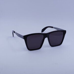 Alexander McQueen AM0352S 001 Sunglasses Black Square Frame, Grey Lenses